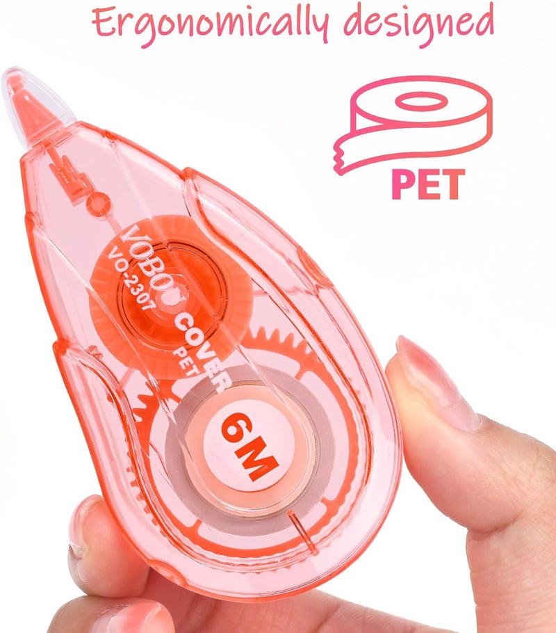 Vobou White Correction Tape, Easy To Use Applicator for Instant Corrections Wrong Writing At Any Time, For school, Office (red, purple, green, 12pack, 6M/256" x 0.2") - Image 4